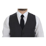 Dolce & Gabbana Gray Striped Wool Single Breasted Vest GSS12007-1