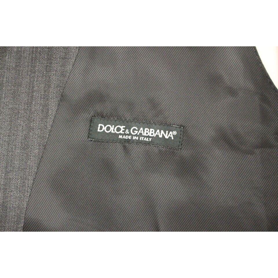 Dolce & Gabbana Gray Striped Wool Single Breasted Vest GSS12007-1
