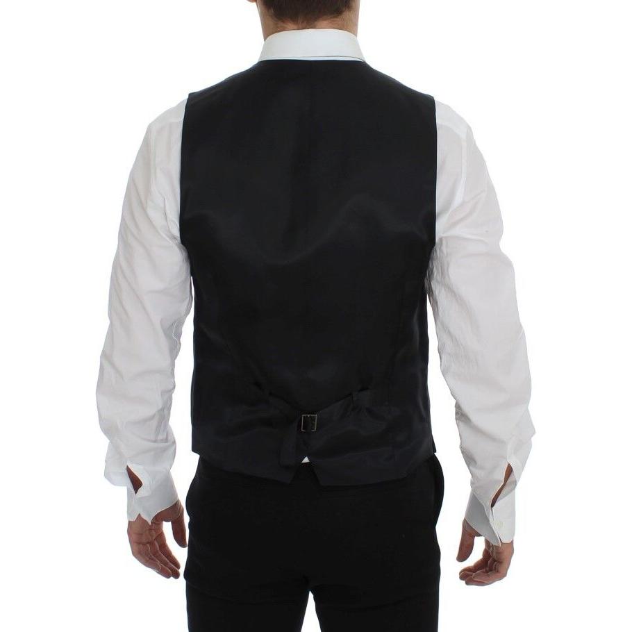 فستان دولتشي آند غابانا الأنيق المصنوع من الصوف المخطط باللون الرمادي