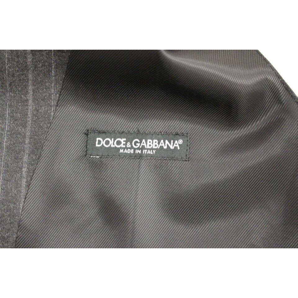 Dolce & Gabbana Gray Striped Wool Logo Vest Gilet Weste GSS12016-1