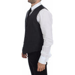 Dolce & Gabbana Gray Striped Wool Logo Vest Gilet Weste GSS12016-1