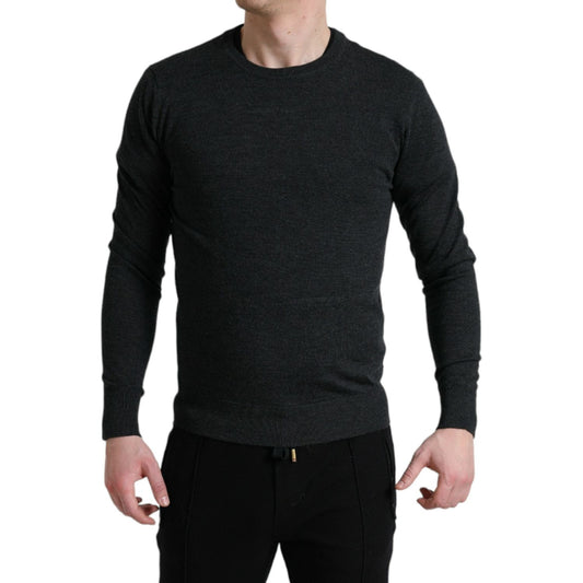 Dolce & Gabbana Gray Wool Round Neck Pullover Sweater TSH84546-48