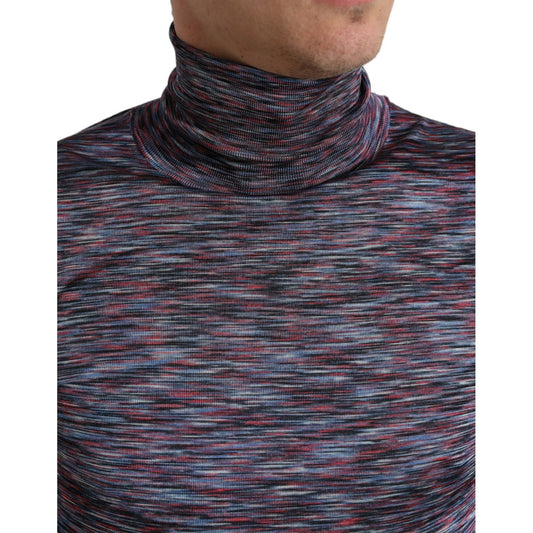 Dolce & Gabbana Blue Purple Turtleneck Pullover Sweater TSH84648-50