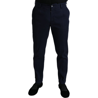 Dolce & Gabbana Dark Blue Cotton Stretch Slim Fit Dress Pants
