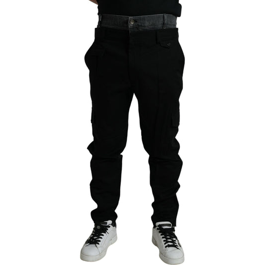 Dolce & Gabbana Black Gray slim Cotton Denim Jeans PAN74935-58