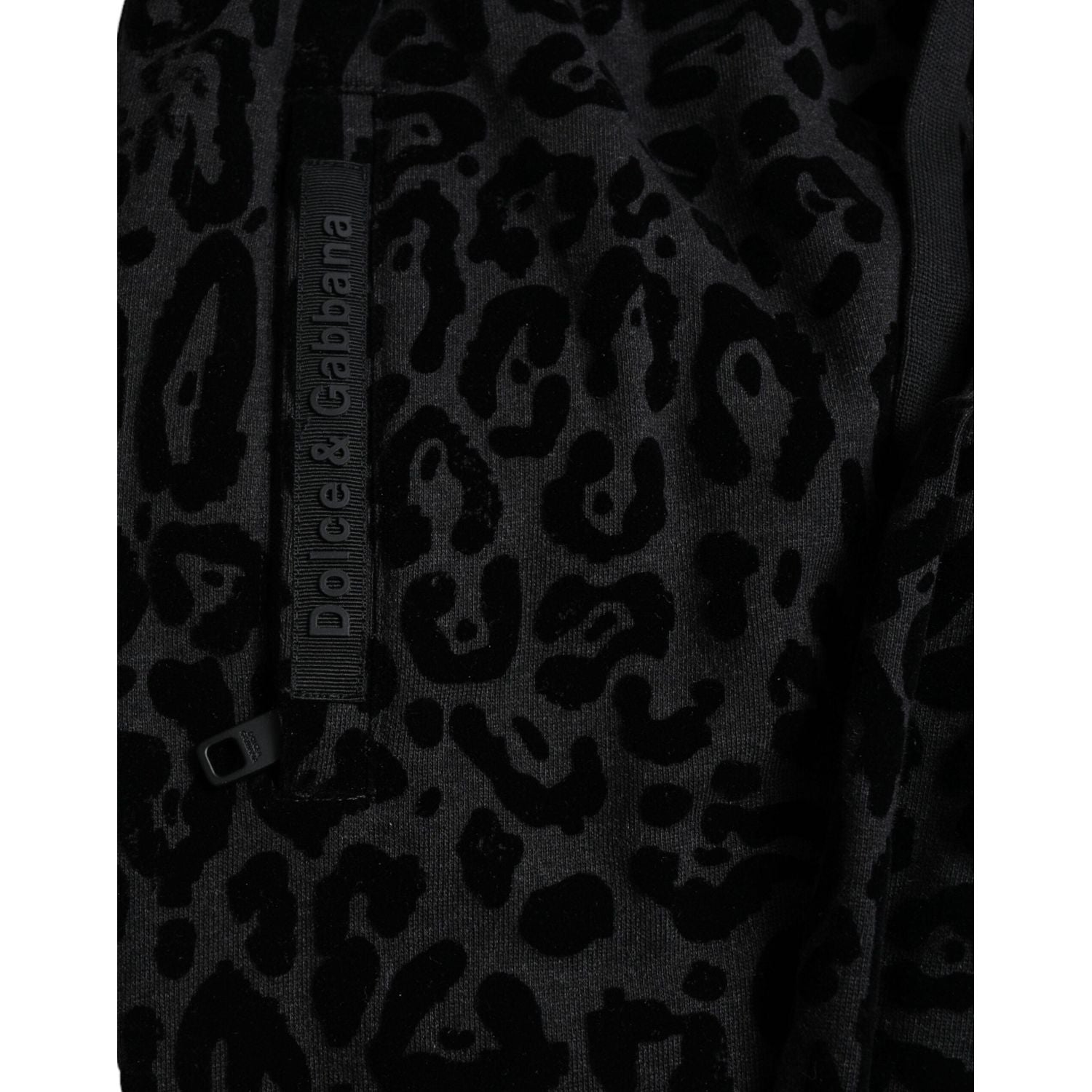 Dolce & Gabbana Black Leopard Cotton Slim Fit Jogger Pants