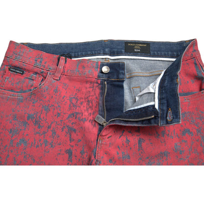 Dolce & Gabbana Red Cotton Dye Slim Fit Men Denim Jeans