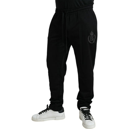 Dolce & Gabbana Black Cotton Logo Jogger Men Sweatpants Pants