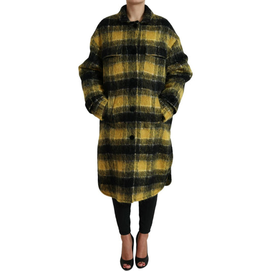 Dolce & Gabbana Yellow Plaid Long Sleeve Casual Coat Jacket