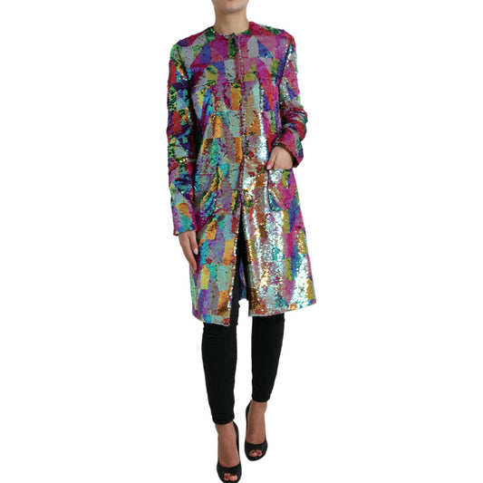 Dolce & Gabbana Multicolor Polyester Sequined Coat Jacket JKT3724-40