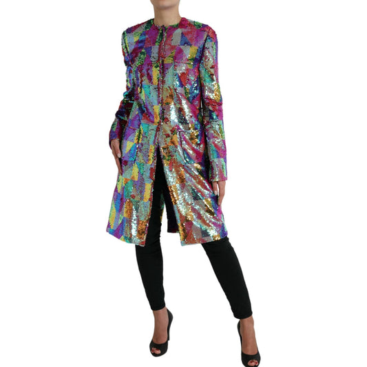 Dolce & Gabbana Multicolor Polyester Sequined Coat Jacket JKT3724-40