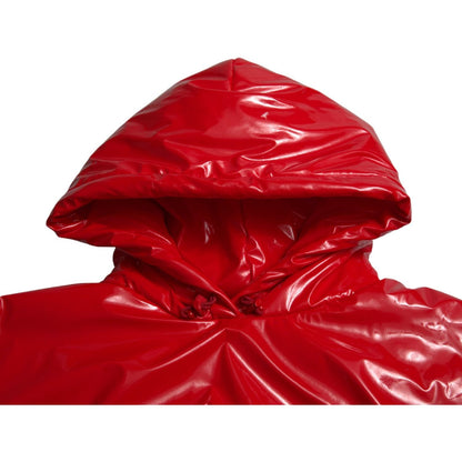 Dolce & Gabbana Shiny Red Hooded Cropped Short Coat Jacket