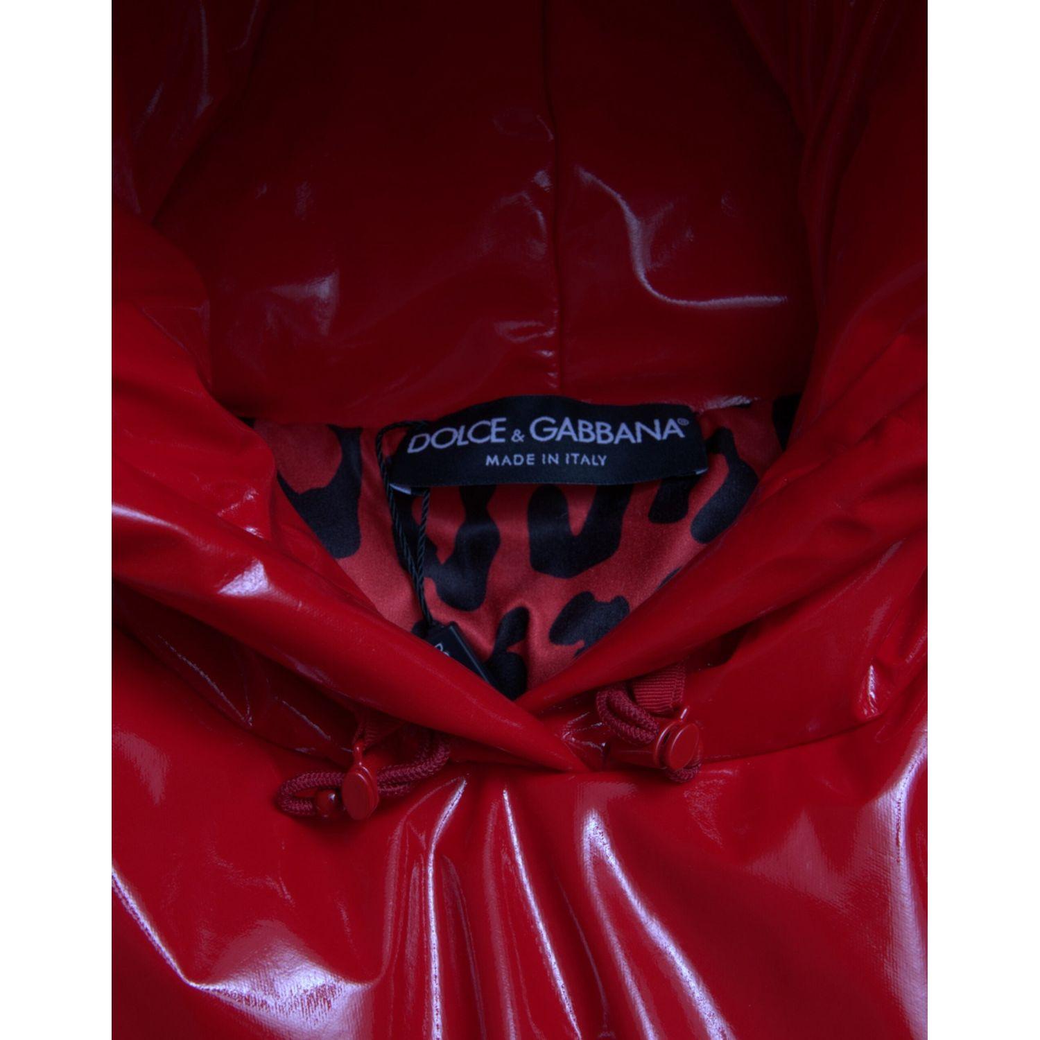 Dolce & Gabbana Shiny Red Hooded Cropped Short Coat Jacket