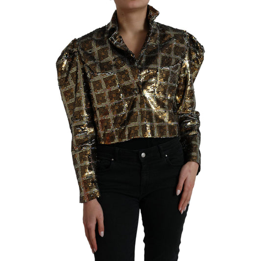 Dolce & Gabbana Multicolor Polyester Sequined Cropped Jacket JKT3725-40