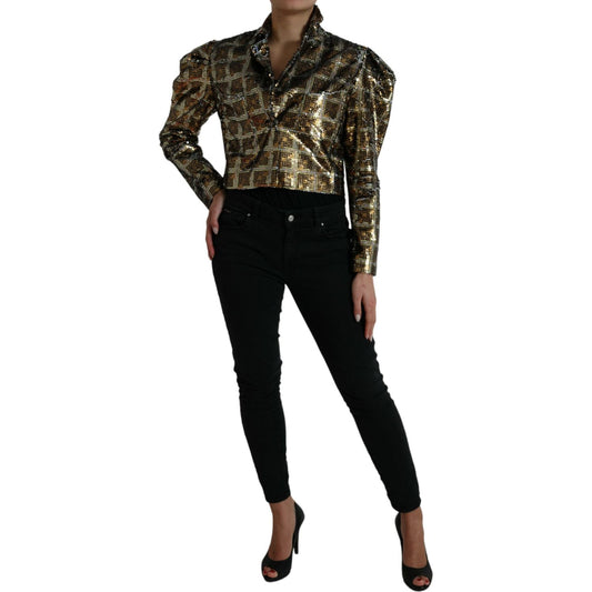 Dolce & Gabbana Multicolor Polyester Sequined Cropped Jacket JKT3725-40