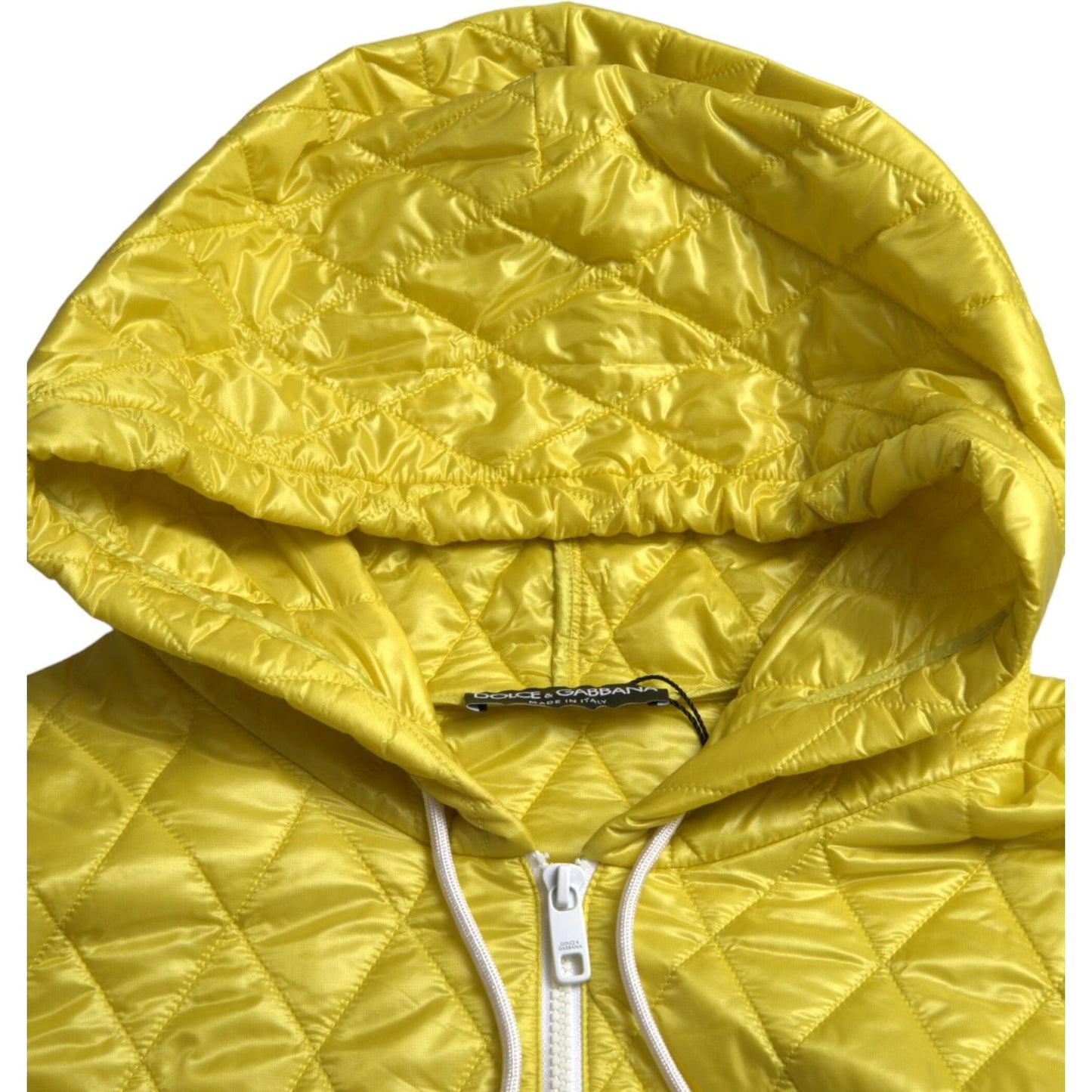 Dolce & Gabbana Yellow Nylon Quilted Hooded Pullover Jacket JKT3734-40