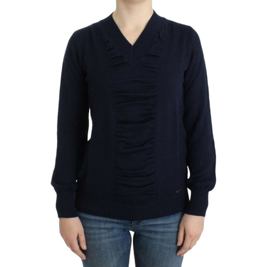Costume National Dark blue V-neck wool sweater SIG12054-2
