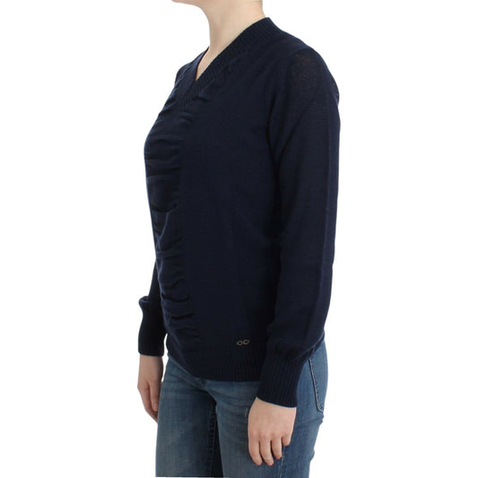 Costume National Dark blue V-neck wool sweater SIG12054-2