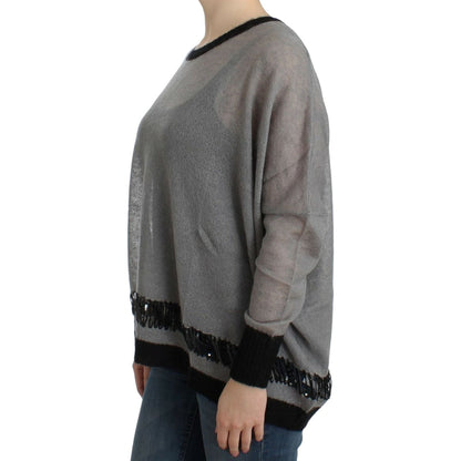 Costume National Gray embellished asymmetric sweater