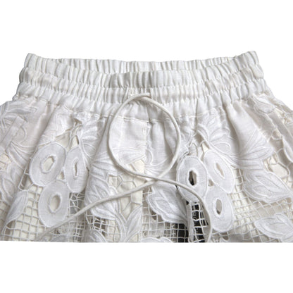Dolce & Gabbana White Cotton Cutout High Waist Bermuda Shorts