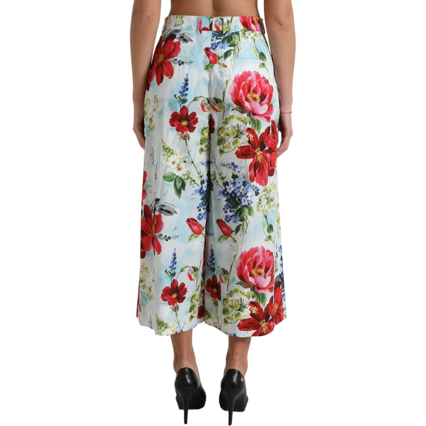 Dolce & Gabbana Multicolor Floral High Waist Wide Leg Pants