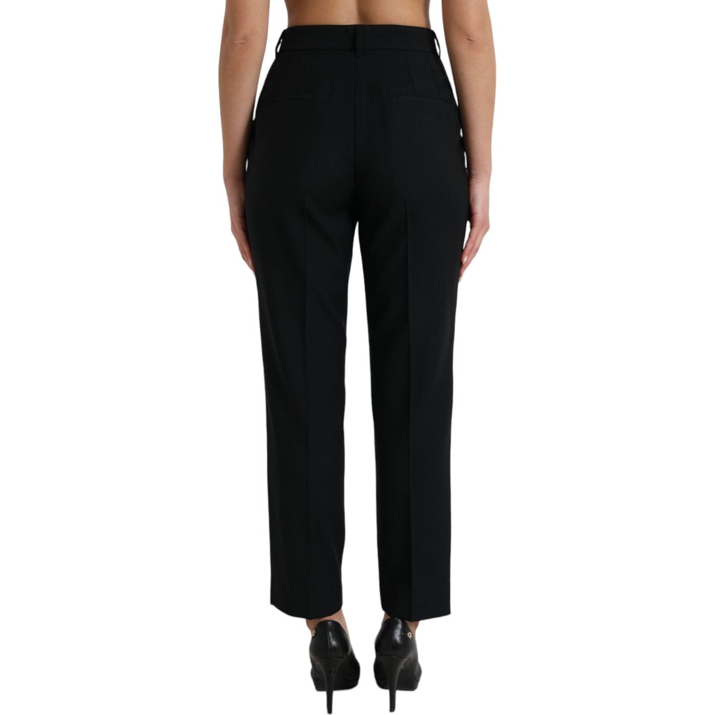 Dolce & Gabbana Black Wool High Waist Straight Pants