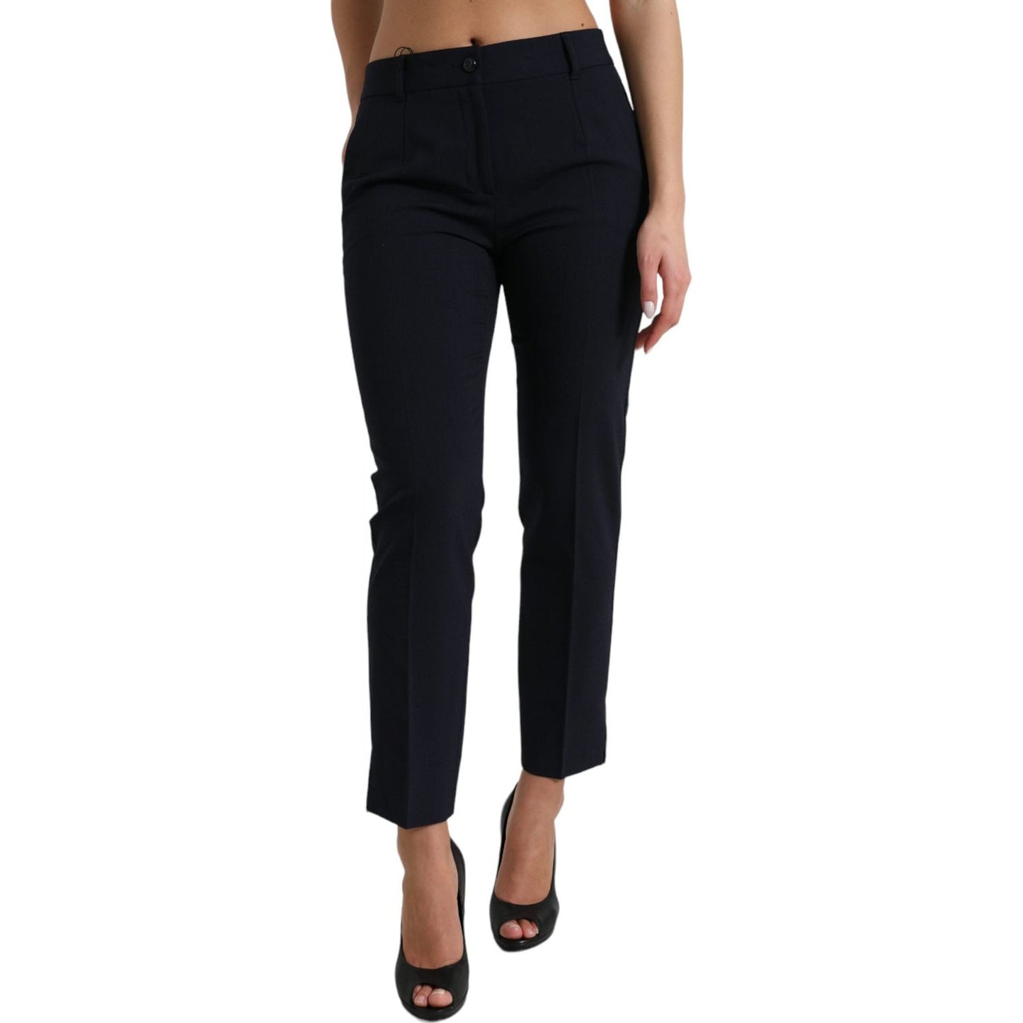 Dolce & Gabbana Blue Mid Waist Tapered Cropped Pants PAN74977-42