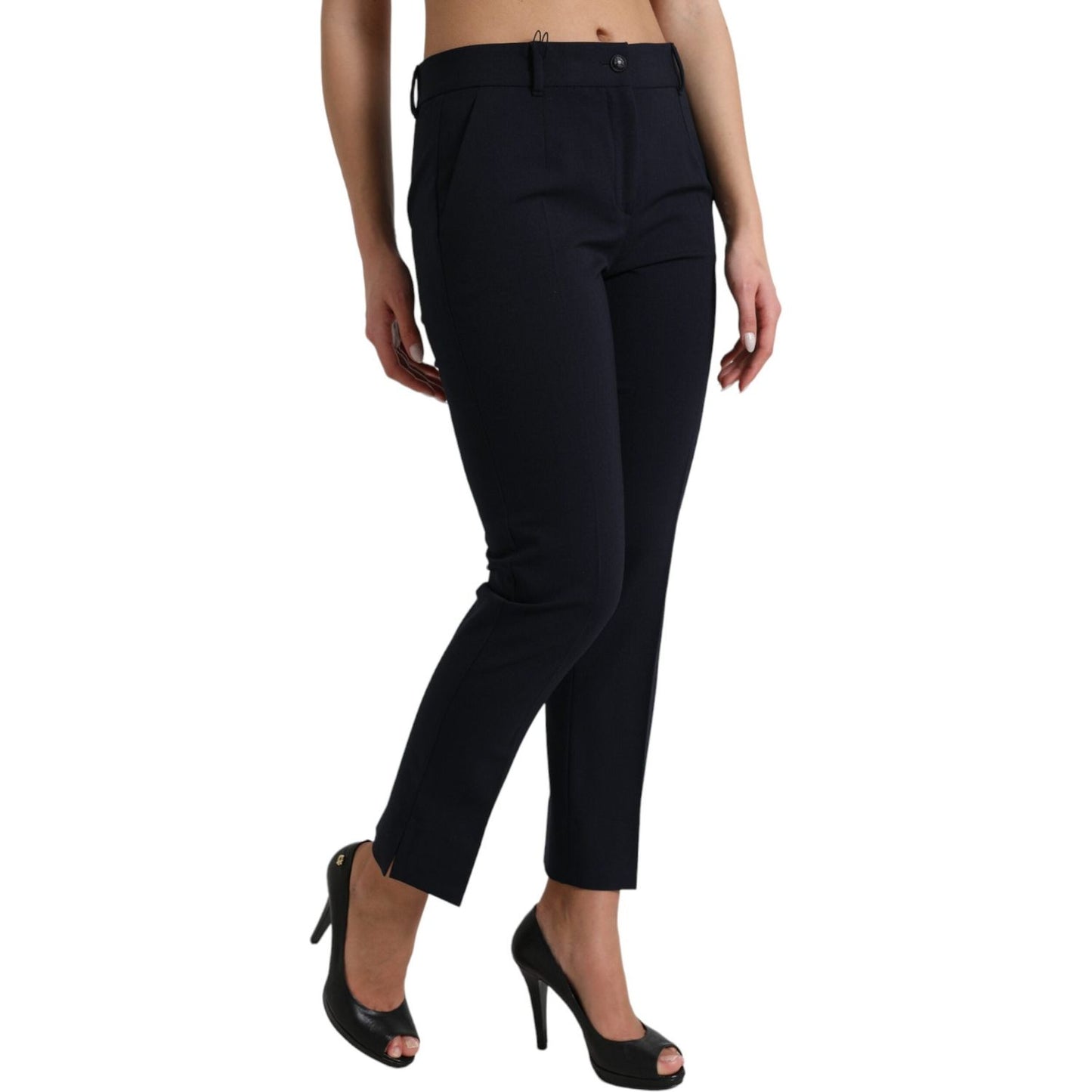 Dolce & Gabbana Blue Mid Waist Tapered Cropped Pants PAN74977-42