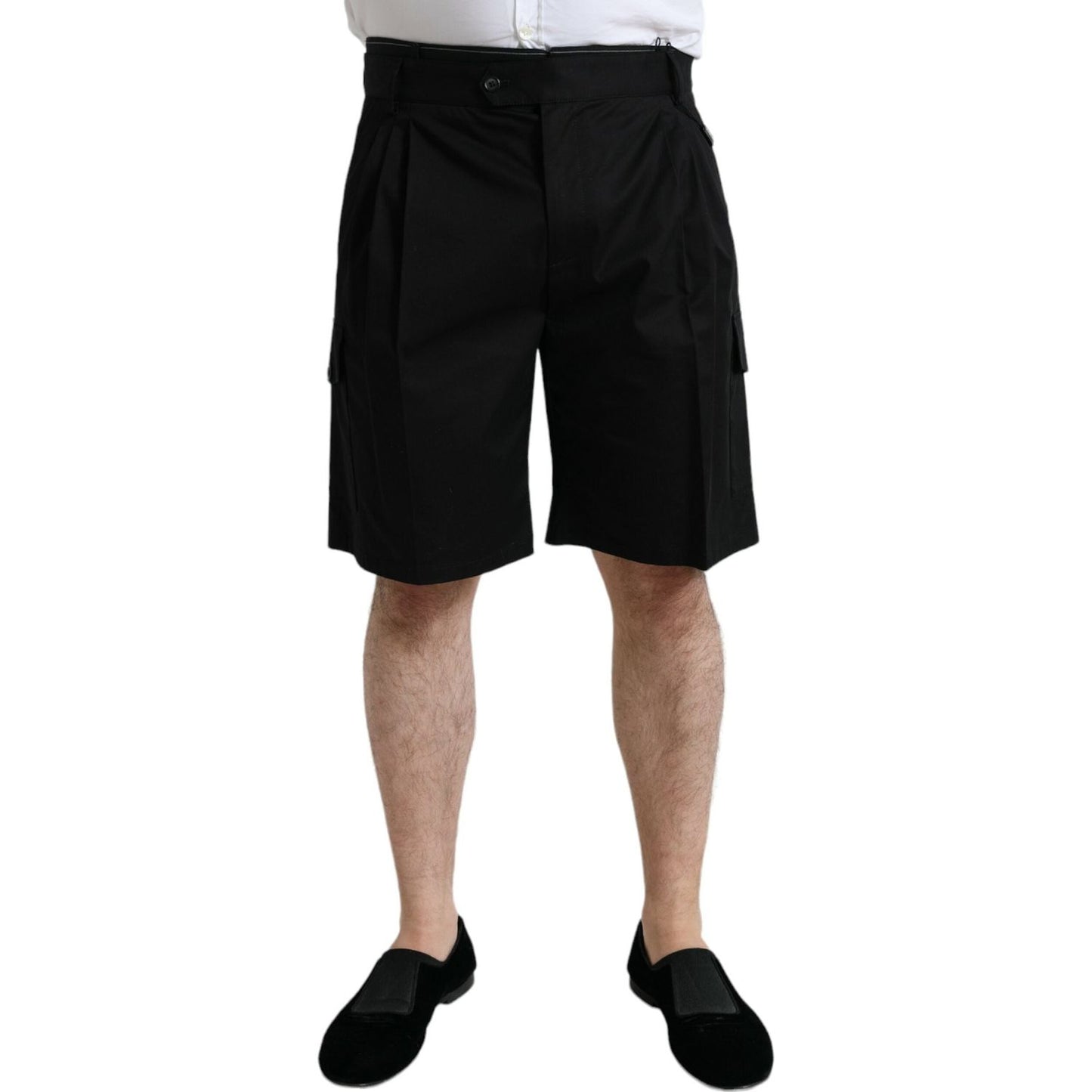 Dolce & Gabbana Black Cotton Stretch Cargo Bermuda Shorts