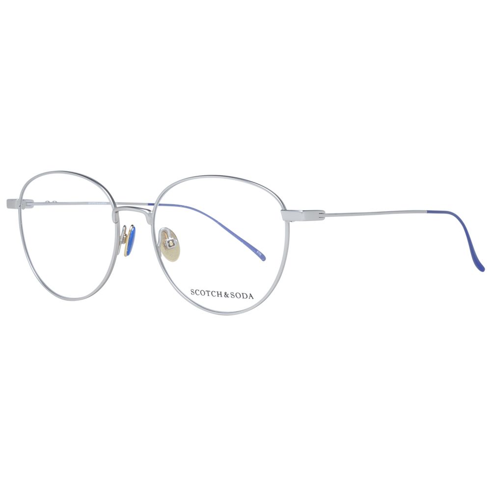 Scotch & Soda Silver Women Glasses Frame, round metal full-rim design with demo lenses, 52-16-135 dimensions, stylish eyewear.