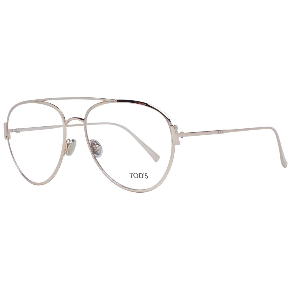 Tod's Gold Women Glasses Frame, aviator style with full-rim metal design in gold, 56-16-140 size, including branded case.