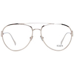 Tod's Gold Women Glasses Frame, full-rim aviator style, gold metal frame, demo lenses, size 56-16-140, includes branded case.