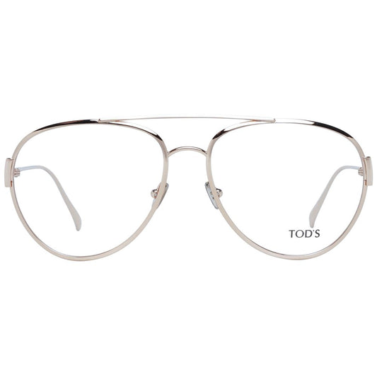 Tod's Gold Women Glasses Frame in aviator style with full-rim metal frame and demo lenses, includes branded case, size 56-16-140.