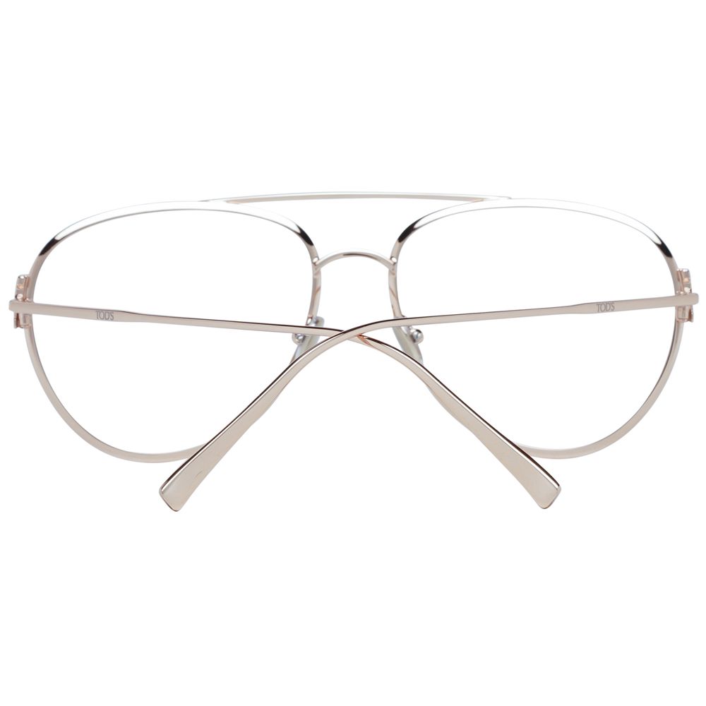 Tod's Gold Women Glasses Frame, aviator style, full-rim metal frame, demo lenses, elegant gold color, size 56-16-140.