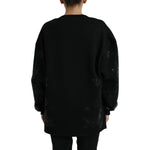 Dolce & Gabbana Black Pullover Floral Logo Applique Sweater TSH84221-40