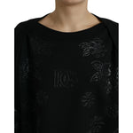 Dolce & Gabbana Black Pullover Floral Logo Applique Sweater TSH84221-40