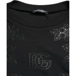 Dolce & Gabbana Black Pullover Floral Logo Applique Sweater TSH84221-40