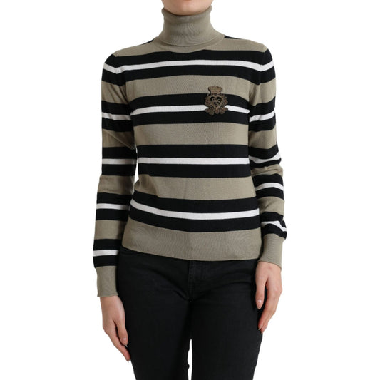 Dolce & Gabbana Multicolor Stripes Logo Turtle Neck Pullover Sweater TSH84230-40