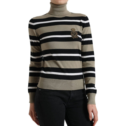 Dolce & Gabbana Multicolor Stripes Logo Turtle Neck Pullover Sweater TSH84230-40