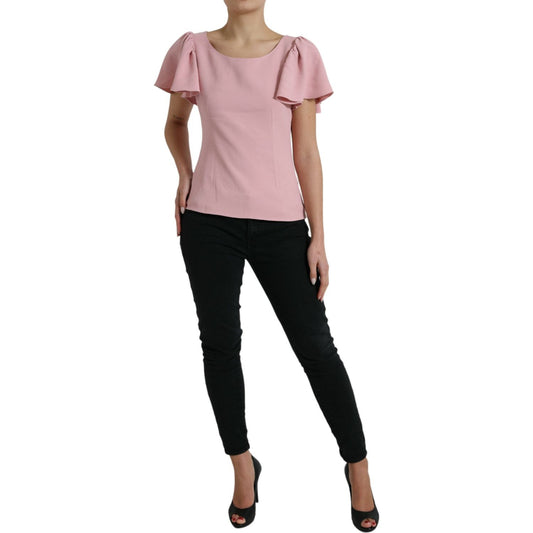 Dolce & Gabbana Pink Short Sleeves Round Neck Blouse Top TSH84315-44