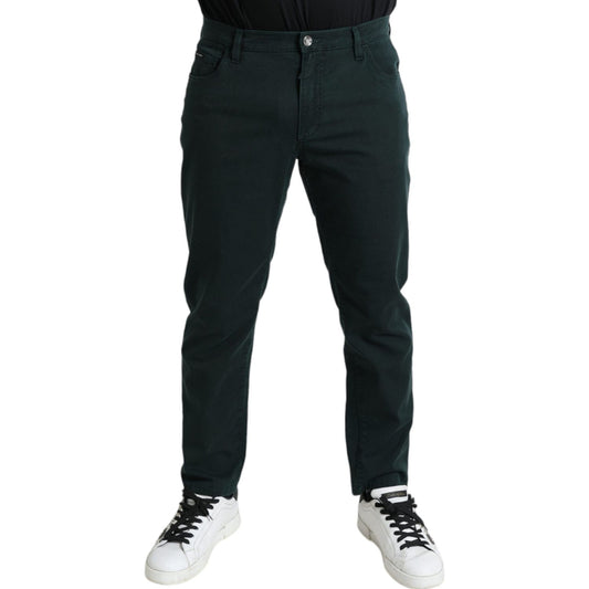 Dolce & Gabbana Green Cotton Stretch Skinny Men Denim Jeans PAN75053-54