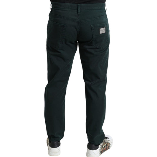 Dolce & Gabbana Green Cotton Stretch Skinny Men Denim Jeans PAN75053-54