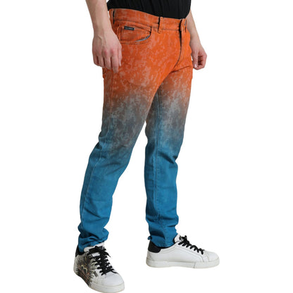 Dolce & Gabbana Multicolor Ombre Cotton Slim Fit Denim Jeans