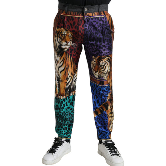 Dolce & Gabbana Multicolor Tiger Cotton Loose Denim Jeans PAN75040-44
