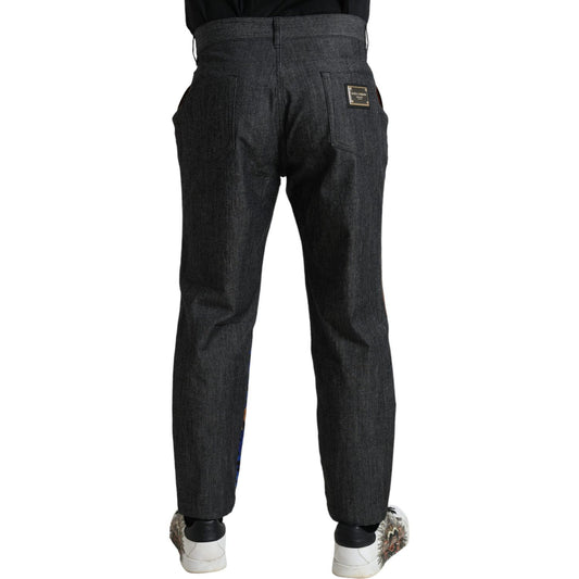 Dolce & Gabbana Multicolor Tiger Cotton Loose Denim Jeans PAN75040-44
