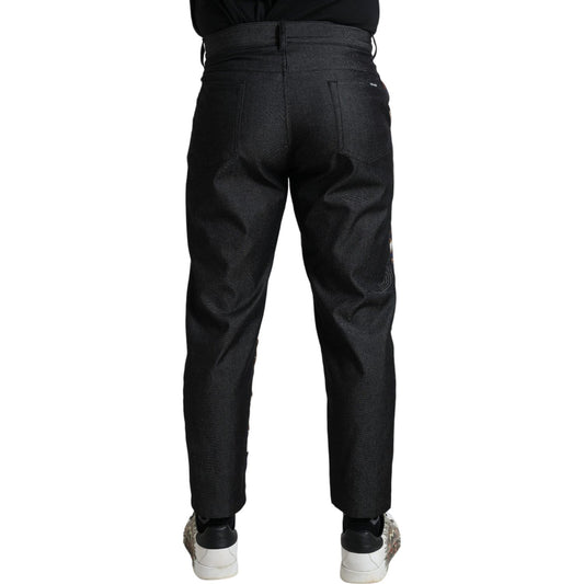 Dolce & Gabbana Multicolor Heraldic Skinny Men Pants PAN75046-48