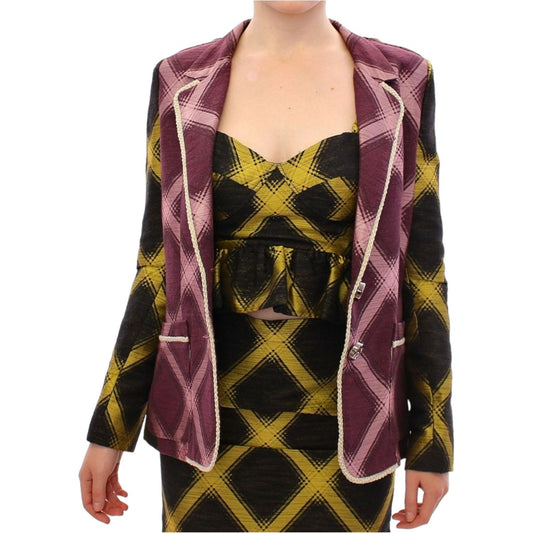 House of Holland Purple checkered blazer jacket GSS10683-2