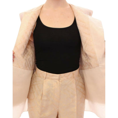 Zeyneptosun Beige brocade sleeveless jacket