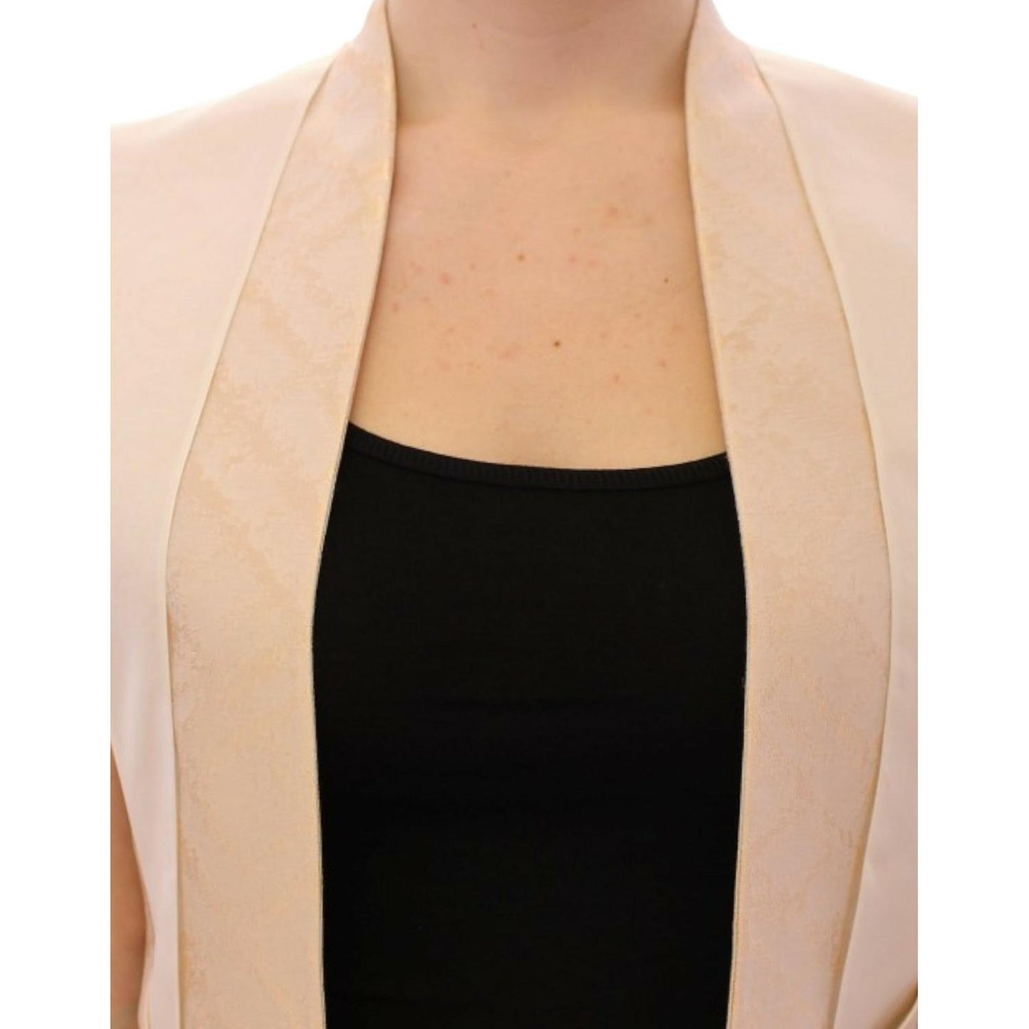 Zeyneptosun Beige brocade sleeveless jacket vest