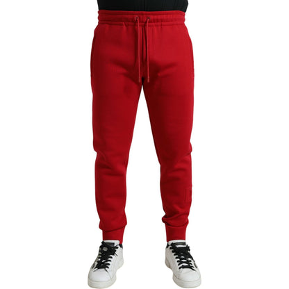 Dolce & Gabbana Red Cotton Blend Skinny Jogger Pants
